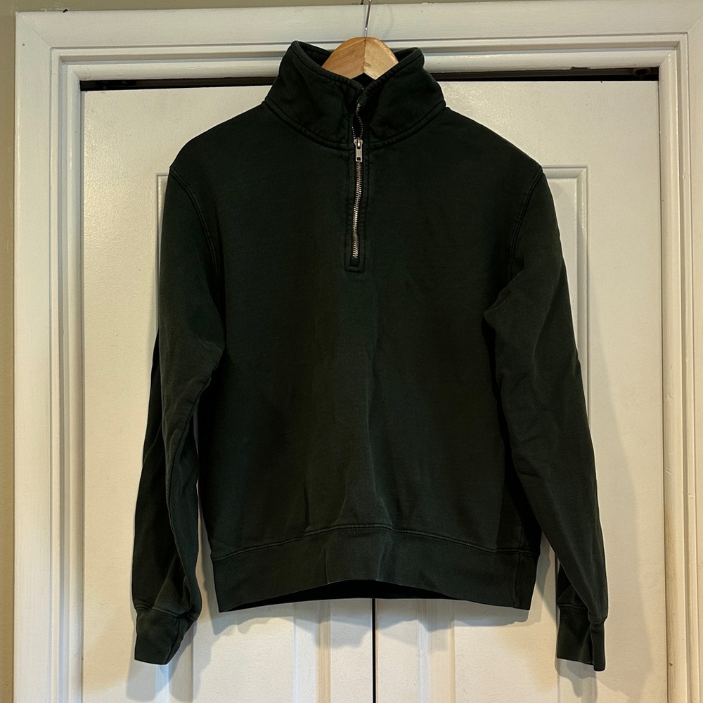 Brandy Melville Dark Green Zip-Up Sweater